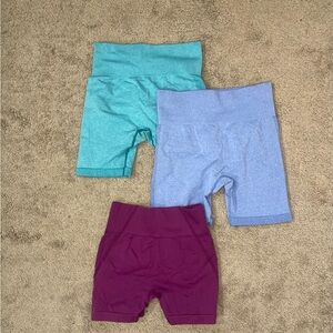 Women's Athletic Shorts Set - Blue, Teal, and Purple
